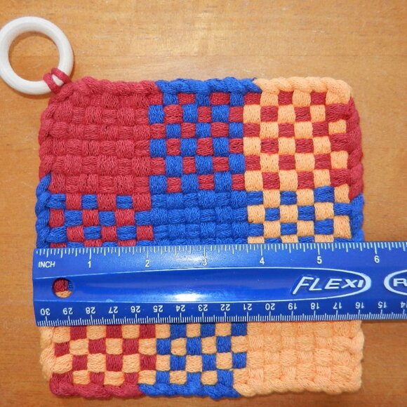 Set of 2 Handmade Artisan Woven Loomed Armenian Flag Potholders Hot Pads Trivets - Picture 6 of 8